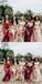 Mismatched V-neck Side slit A-line Elegant Simple Pretty Long Bridesmaid Dresses, BDS0248