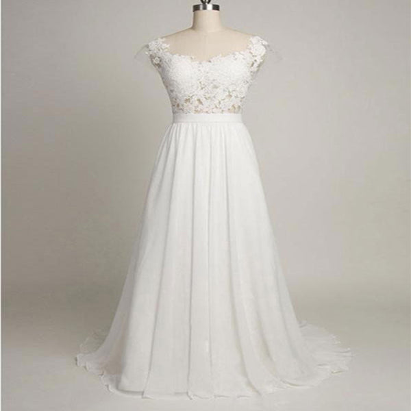 Charming Sweetheart Lace Beaded Sexy Mermaid White Chiffon Wedding Dresses, WDY0116