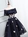 Navy Off Shoulder Simple Cheap Short Homecoming Dresses 2018, BDY0307