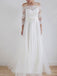 Off Shoulder Long Sleeve Lace A-line Cheap Wedding Dresses Online, WDY0205