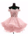 Off Shoulder Pink Lace See Through Short Cheap Homecoming Dresses 2018, BDY0294