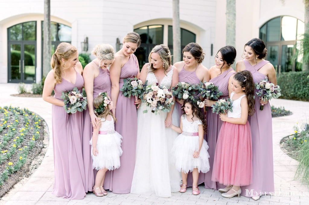 Mismatched Dusty Purple Chiffon A-line Long Cheap Bridesmaid Dresses, BDS0090