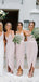 Charming Sexy Spaghetti Strap Sleeveless Pink Side Slit Long Cheap Wedding Party Bridesmaid Dresses, BDS0009