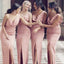 Sexy Pink Mermaid Side Slit Long Bridesmaid Dresses Online, WGY0331