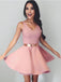 Dusty Pink V Neck Simple Short Cheap Homecoming Dresses Under 100, BDY0274