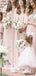Mismatched Charming Simple Pink Chiffon A-line Long Cheap Floor-Length Bridesmaid Dresses, BDS0031