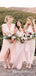 Mismatched Charming Pink Chiffon A-line Long Cheap Bridesmaid Dresses, BDS0065