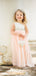 Cute One Shoulder Pink Chiffon Beaded A-line Long Cheap Flower Girl Dresses, FGS0018