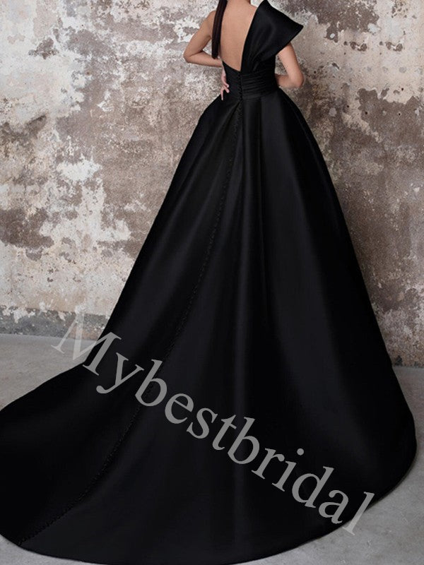 Elegant One-shoulder Sleeveless A-line Prom Dresses,PDS0940