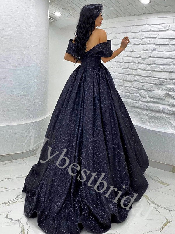 Elegant V-neck Off shoulder A-line Prom Dresses,PDS0966