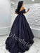 Elegant V-neck Off shoulder A-line Prom Dresses,PDS0966