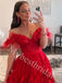 Red Elegant Sweetheart Off shoulder A-line Prom Dresses,PDS0989