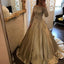 Princess A-Line Off-Shoulder Long Sleeves Ball Gown Long Prom/Wedding Dress with Appliques Lace,PDY0188