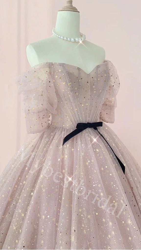 Elegant Off shoulder Sweetheart A-line Long Prom Dress,PDS1078