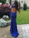 Luxurious Mermaid Jewel Sleeveless Open Back Sweep Train Lace Prom Dress With Beading ,PDY0308