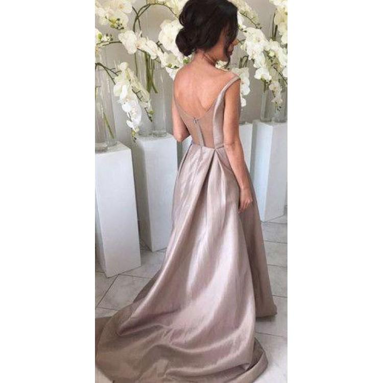 Luscious Sleeveless Silver Long A Line Taffeta Bridesmaid Dresses,Bridesmaid Gown ,WGY0146