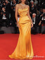 Sweetheart Sleeveless Simple Charming Yellow Elastic Silk Side Slit Long Cheap Mermaid Prom Dresses, TYP0115