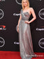 New Arrival Charming Sparkly Silver Sequin One Shoulder Sleeveless Long Cheap Prom Dresses, PDS0025