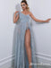 Newest Charming Sparkly One-Shoulder Sleeveless Beaded Side Slit Long Cheap Prom Dresses, PDS0019