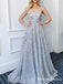 New Arrival Sparkly Sequin Strapless Sleeveless A-line Long Cheap Formal Evening Prom Dresses, TYP0140
