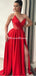 Charming Sweetheart Red Satin Side Slit A-line Long Cheap Prom Dresses, PDS0100