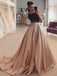 Gorgeous Lace Top A-line Stain Long Prom Dresses, PDS0107