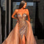 Elegant Bling Strapless V-neck Split A-line Long Prom Dresses, PDS0130