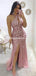 Newest Halter Pink Sequin Mermaid Long Cheap Prom Dresses, PDS0099