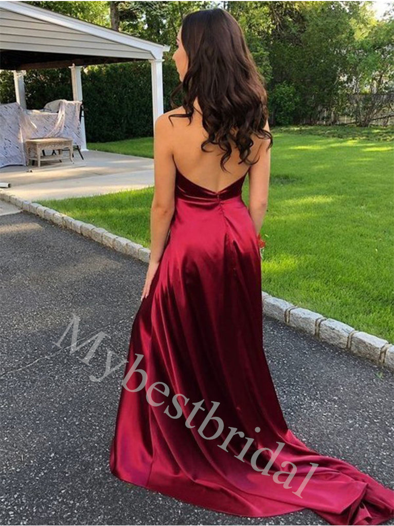 Elegant V-neck Spaghetti straps Sleeveless A-line Prom Dresses,PDS1012