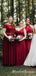 Mismatched Red & Blue Chiffon A-line Long Cheap Bridesmaid Dresses, BDS0085