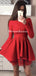 Off-the-Shoulder Long Sleeves Black Tulle Homecoming Dress,Short Prom Dresses,BDY0344