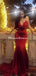 Sexy Backless Red Mermaid Long Evening Prom Dresses, Cheap Custom Party Prom Dresses, PDS0084