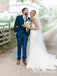 Simple Sweetheart Long Cheap Satin Wedding Dresses With Applique, TYP0016