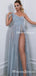 Newest Charming Sparkly One-Shoulder Sleeveless Beaded Side Slit Long Cheap Prom Dresses, PDS0019