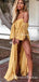 Sexy Simple Off-The-Shoulder Long Sleeves Chiffon Long High Side Slit Cheap Charming Prom Dresses, PDS0008