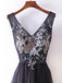 A-line V-neck Lace Appliqued Black Prom Dresses ,Cheap Prom Dresses,PDY0426