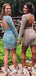 Two Piece Backless Beaded Dusty Pink Homecoming Dresses with Long Sleeves, TYP0044