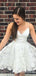 A Line Spaghetti Straps White Tulle Short Homecoming Dresses, TYP0051
