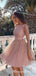 Newest Sparkly Pink Long Sleeve Sequin Short Backless Formal Homecoming Dresses, TYP0068