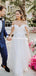 Simple Off-The-Shoulder White A-line Long Cheap Wedding Dresses, WDS0050