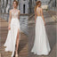 Beautiful White Side Split Prom Dress, Open Back Charming Bridesmaid Dresses, Cheap Simple Beach Wedding Dress, WDY0133