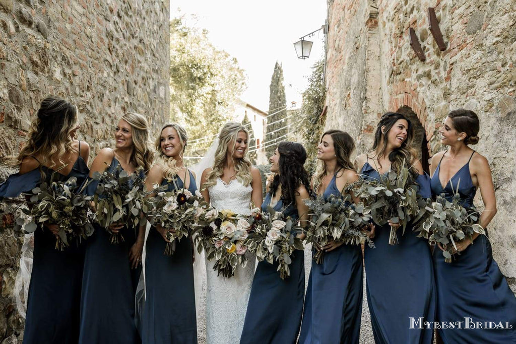 New Arrival Blue Chiffon A-line Long Cheap Bridesmaid Dresses, BDS0027