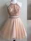 Halter Beaded Cheap Two Piece Homecoming Dresses 2018, BDY0203