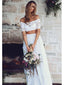 White Sexy Two Pieces Long Sleeve Lace Wedding Dresses Online, WDY0229