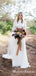 Two Piece Round Neck Long Sleeves Lace A-line Chiffon Long Cheap Wedding Dresses, WDS0011