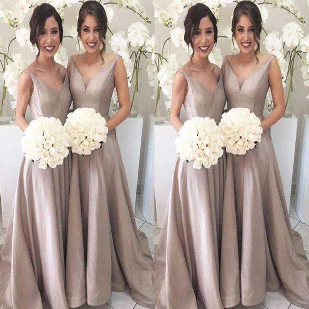 Luscious Sleeveless Silver Long A Line Taffeta Bridesmaid Dresses,Bridesmaid Gown ,WGY0146