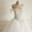 Off Shoulder Beaded A-line Lace Long Custom Cheap Wedding Dresses, WDY0173