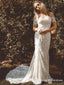 Off-The-Shoulder Charming Elegant Long Cheap Lace Mermaid Wedding Dresses, TYP0092