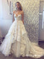 Sweetheart Ivory Lace A-line Long Cheap Wedding Dresses, WDS0028
