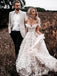 Romantic Off-The-Shoulder Lace Appliqued Long Cheap Wedding Dresses, WDS0046
